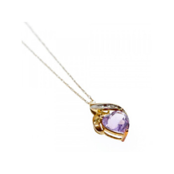 10 K YELLOW GOLD AMETHYST & DIAMOND 