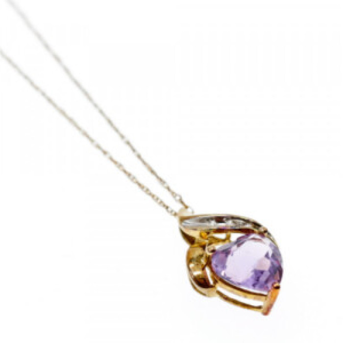 10 K Yellow Gold Amethyst & Diamond 