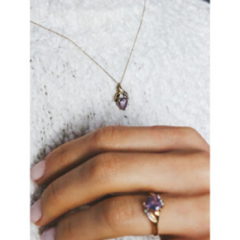 10 K Yellow Gold Amethyst & Diamond 
