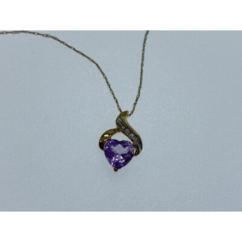 10 K YELLOW GOLD AMETHYST & DIAMOND 