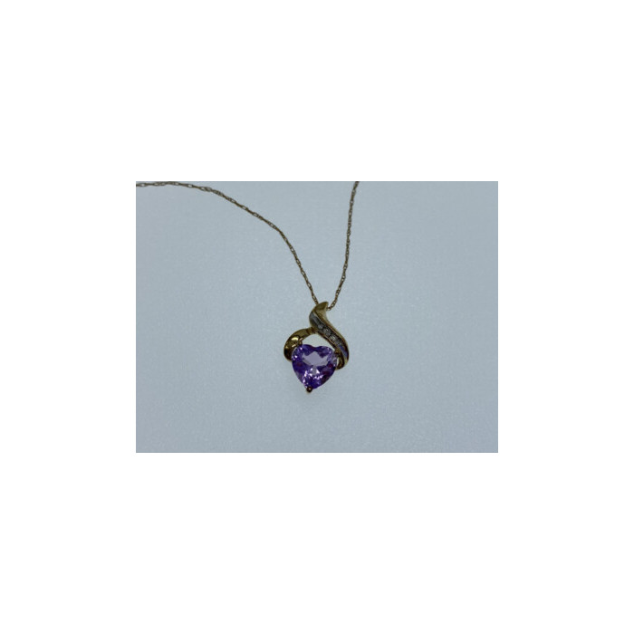 10 K YELLOW GOLD AMETHYST & DIAMOND 