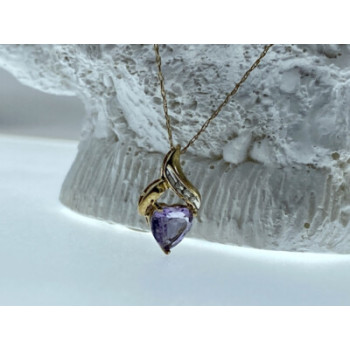 10 K YELLOW GOLD AMETHYST & DIAMOND 