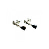 925 Sterling Silver Black Nephrite (jade) & Marcasites Earrings