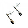 925 Sterling Silver Black Nephrite (Jade) & Marcasites Earrings