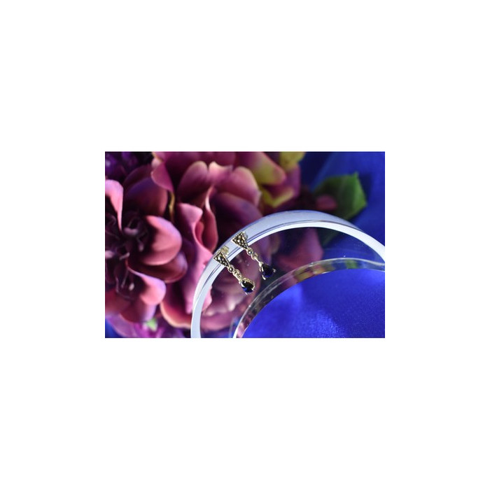 925 Sterling Silver Black Nephrite (jade) & Marcasites Earrings