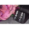 925 Sterling Silver Black Tourmaline & Clear Quartz Inlays Stud Earrings