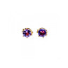 925 Sterling Silver Gold Plated Purple Tourmaline Stud Earrings
