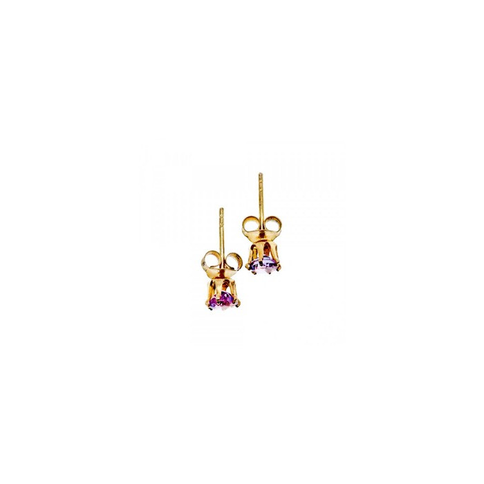 925 Sterling Silver Gold Plated Purple Tourmaline Stud Earrings