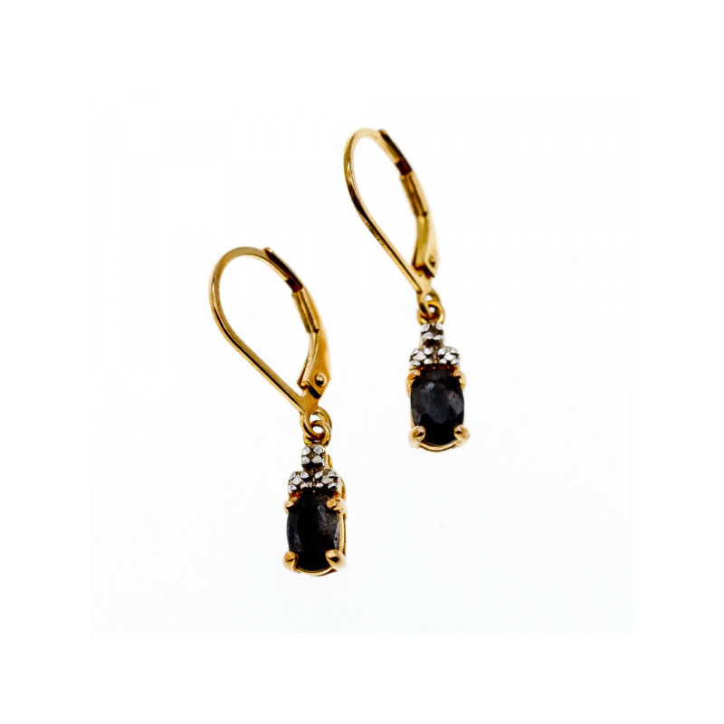 925 STERLING SILVER GOLD PLATED SAPPHIRES EARRINGS