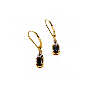 925 STERLING SILVER GOLD PLATED SAPPHIRES EARRINGS
