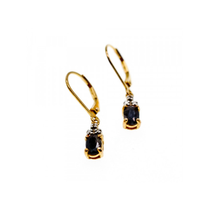 925 STERLING SILVER GOLD PLATED SAPPHIRES EARRINGS