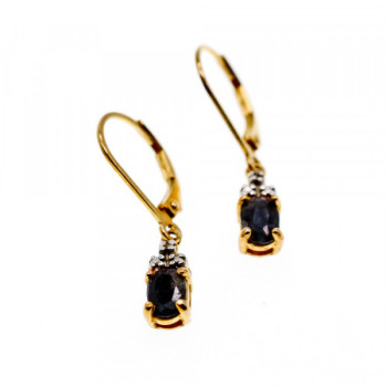 925 Sterling Silver Gold Plated Sapphires Earrings