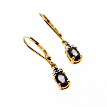 925 Sterling Silver Gold Plated Sapphires Earrings