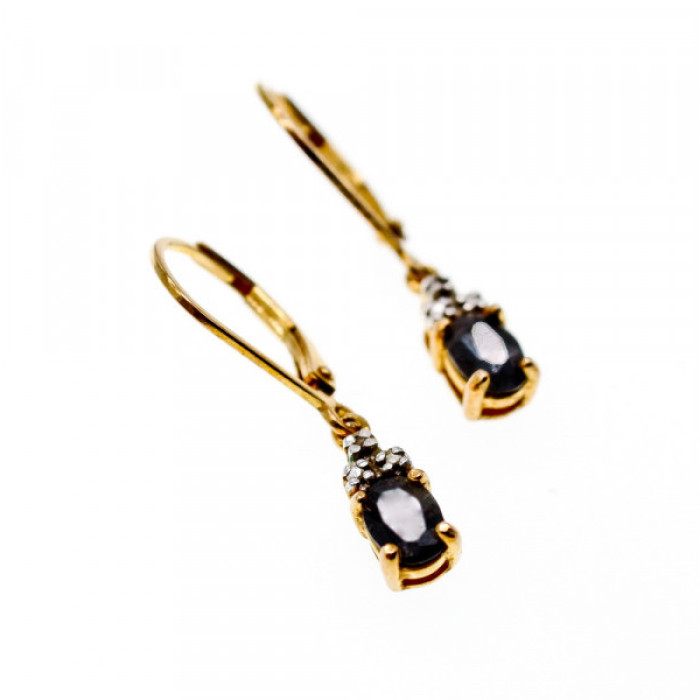925 Sterling Silver Gold Plated Sapphires Earrings