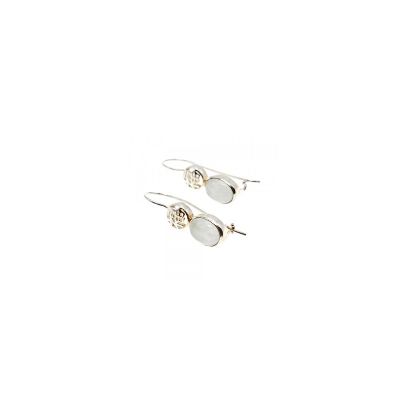 925 Sterling Silver White Jadeite Earrings