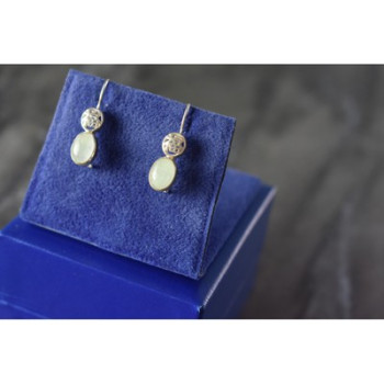 925 Sterling Silver White Jadeite Earrings