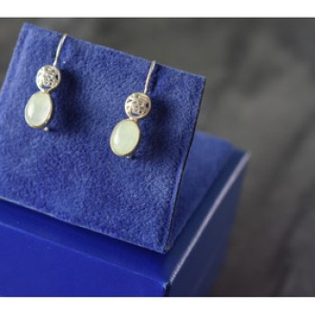 925 Sterling Silver White Jadeite Earrings