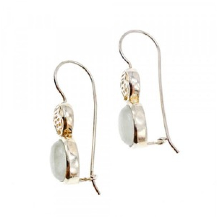 925 Sterling Silver White Jadeite Earrings