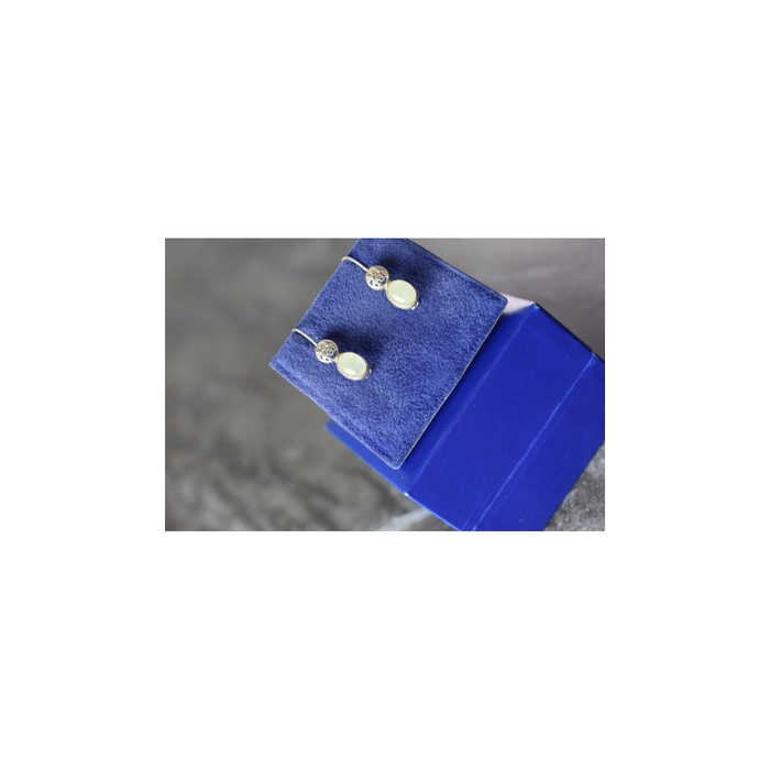 925 Sterling Silver White Jadeite Earrings