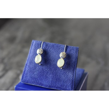 925 Sterling Silver White Jadeite Earrings