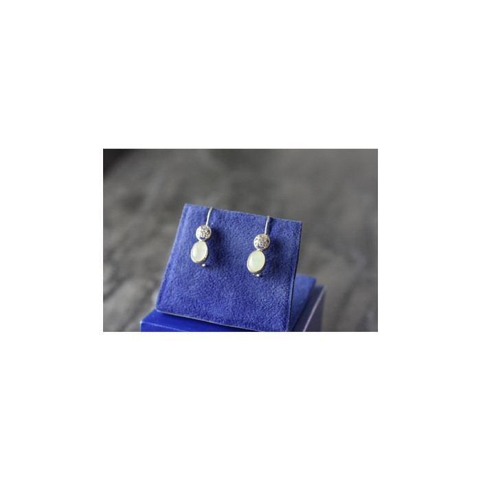 925 Sterling Silver White Jadeite Earrings