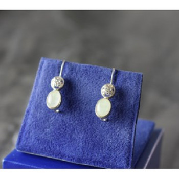 925 Sterling Silver White Jadeite Earrings