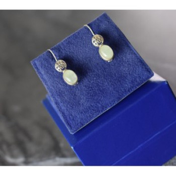 925 Sterling Silver White Jadeite Earrings