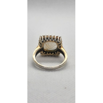 925 Sterling Silver With Quartz & Helidor Ring Size 9.5