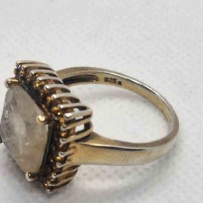 925 Sterling Silver With Quartz & Helidor Ring Size 9.5