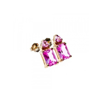 925 Sterling Silver Pink Topaz Stud Earrings