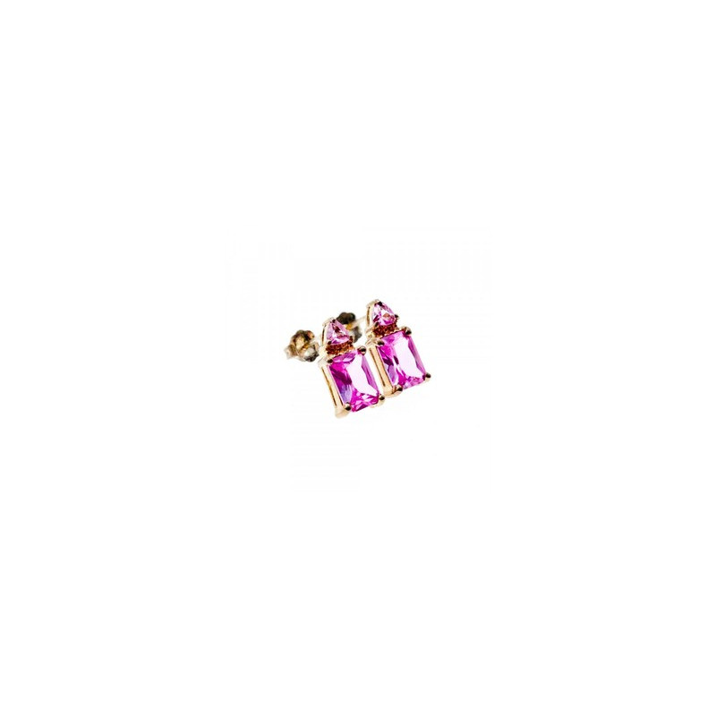 925 Sterling Silver Pink Topaz Stud Earrings