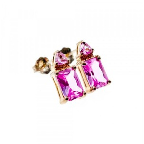 925 Sterling Silver Pink Topaz Stud Earrings