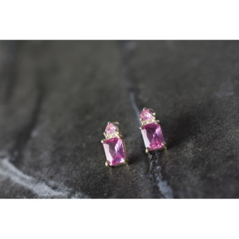 925 Sterling Silver Pink Topaz Stud Earrings