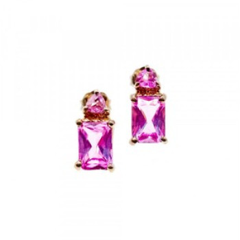 925 Sterling Silver Pink Topaz Stud Earrings