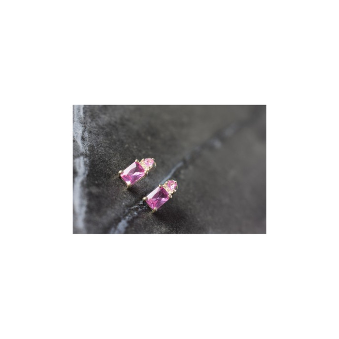 925 Sterling Silver Pink Topaz Stud Earrings