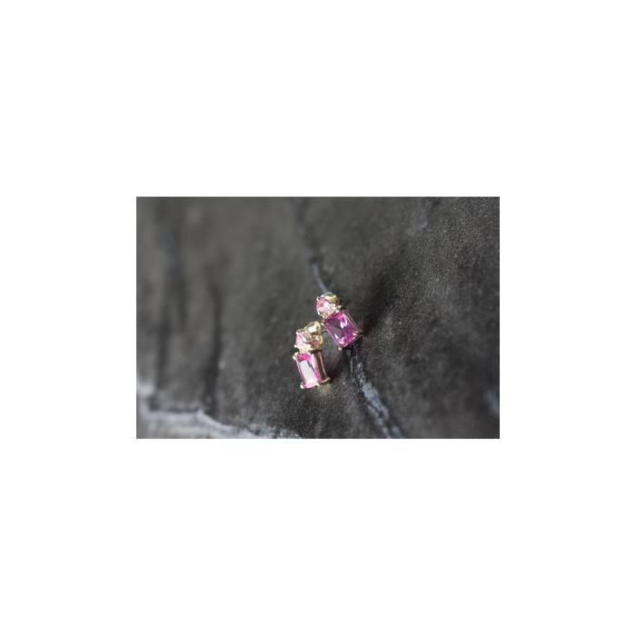 925 Sterling Silver Pink Topaz Stud Earrings