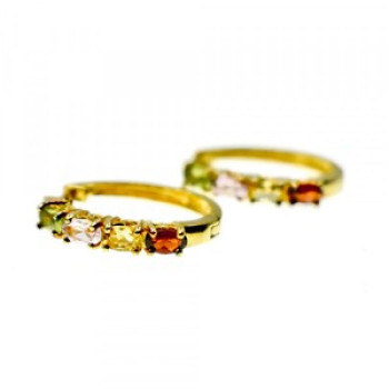 925 Sterling Silver Gold Plated Multi Gemstones Earrings