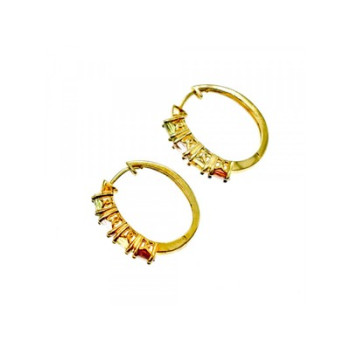 925 Sterling Silver Gold Plated Multi Gemstones Earrings