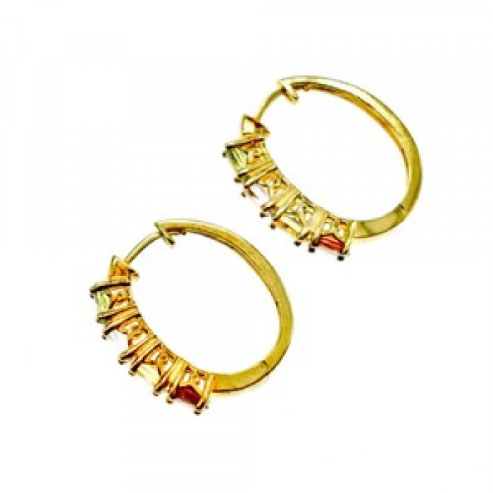 925 Sterling Silver Gold Plated Multi Gemstones Earrings