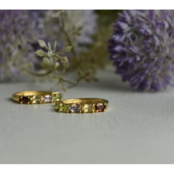 925 Sterling Silver Gold Plated Multi Gemstones Earrings