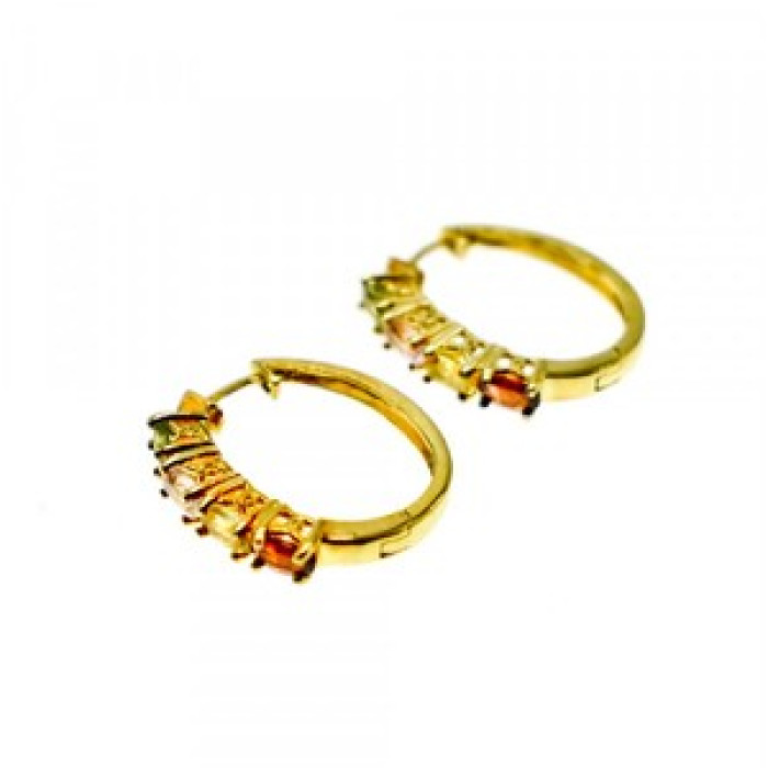 925 Sterling Silver Gold Plated Multi Gemstones Earrings
