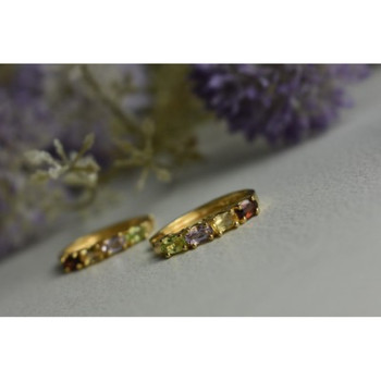 925 Sterling Silver Gold Plated Multi Gemstones Earrings