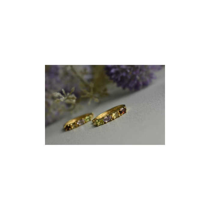 925 Sterling Silver Gold Plated Multi Gemstones Earrings