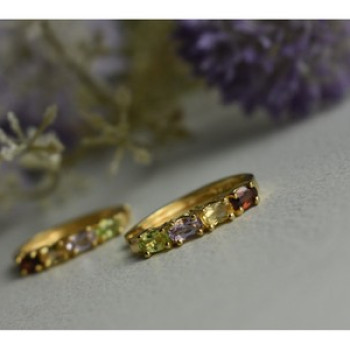 925 Sterling Silver Gold Plated Multi Gemstones Earrings