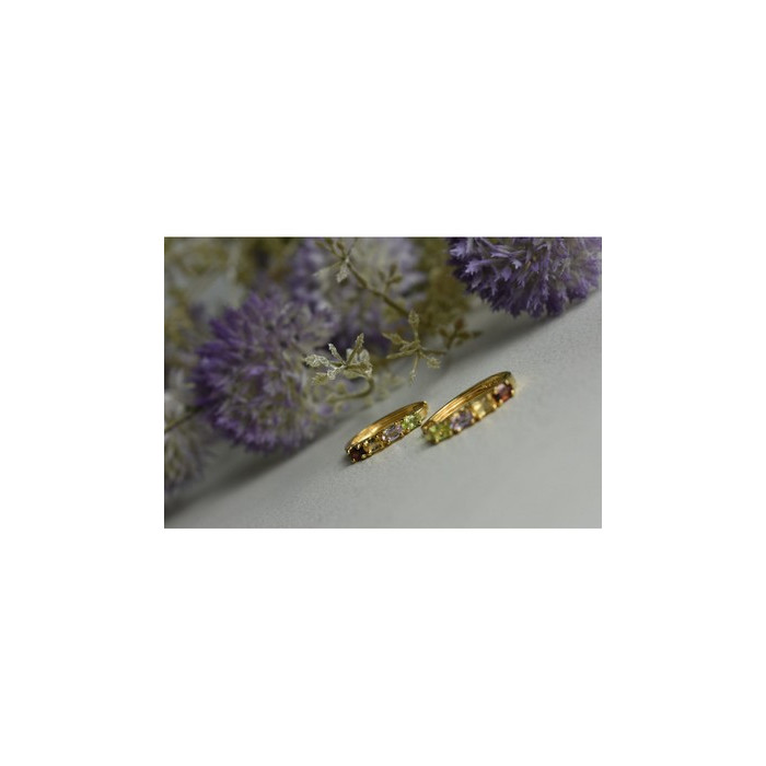 925 Sterling Silver Gold Plated Multi Gemstones Earrings