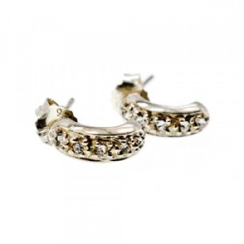 925 Sterling Silver White CZ Stud Earrings