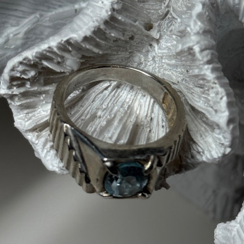 Men's 925 Sterling Silver Topaz Ring Size 8.5