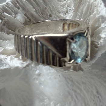 Men's 925 Sterling Silver Topaz Ring Size 8.5