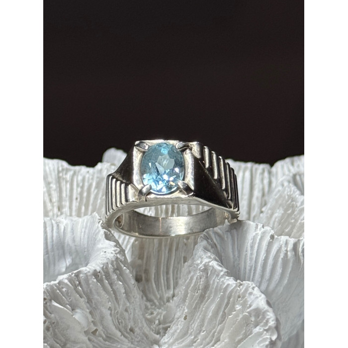 Men's 925 Sterling Silver Topaz Ring Size 8.5
