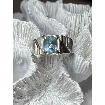 Men's 925 Sterling Silver Topaz Ring Size 8.5